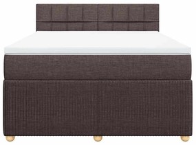 vidaXL Κρεβάτι Boxspring με Στρώμα Σκούρο Καφέ 140x200 εκ Υφασμάτινο