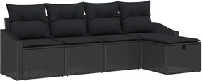 vidaXL Σετ Καναπέ με μαξιλάρι 5 pcs Μαύρο συνθετικό ρατάν