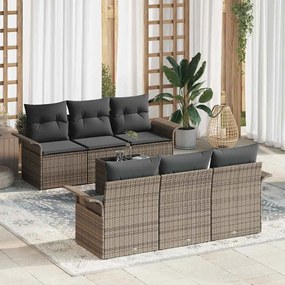 vidaXL Σετ Καναπέ Κήπου με μαξιλάρι 7 pcs Γκρι 55 x 55 x 37 εκ