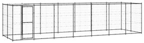 Κλουβί Σκύλου Εξωτ. Χώρου με Στέγαστρο 16,94 μ² από Ατσάλι - Μαύρο