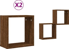 vidaXL Ράφια Τοίχου Κύβοι 2 τεμ. Καφέ Δρυς 30x15x30 εκ.