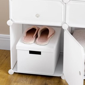 HOMCOM Ντουλάπι παπουτσιών, ράφι με κουτιά αποθήκευσης, ντουλάπα, πλαστικό, ατσάλι, λευκό, 75 x 37 x 73 εκ.