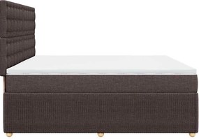 vidaXL Κρεβάτι Boxspring με Στρώμα Σκούρο Καφέ 200x200 εκ. Υφασμάτινο