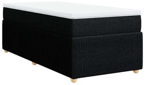 vidaXL Κρεβάτι Boxspring με Στρώμα Μαύρο 90x190 εκ.Υφασμάτινο