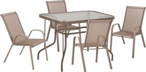 ΣΕΤ ΤΡΑΠΕΖΑΡΙΑΣ 5ΤΜΧ ADAM HM10897.04 ΤΡΑΠΕΖΙ 110x60εκ &amp; 4 ΠΟΛΥΘΡΟΝΕΣ--ΣΑΜΠΑΝΙ