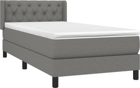 vidaXL Κρεβάτι Boxspring με Στρώμα Σκούρο Γκρι 80x200 εκ. Υφασμάτινο