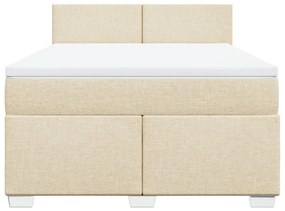 Κρεβάτι Boxspring με Στρώμα Κρεμ 140x190 εκ. Υφασμάτινο - Κρεμ