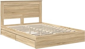 vidaXL Κρεβάτι Αποθήκης Δρύς Sonoma 140 x 200 cm Επεξεργασμένο Ξύλο