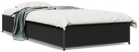 vidaXL Πλαίσιο Κρεβατιού Μαύρο 75 x 190 εκ. Επεξ. Ξύλο & Μέταλλο