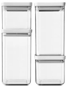 Brabantia 1001159 Βάζο Γενικής Χρήσης με Αεροστεγές Καπάκι Tasty+ (2x0.7L  2x1.6L), 4 , Light Grey