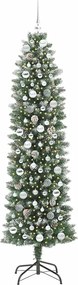 vidaXL Τεχνητό Λεπτό Χριστουγεννιάτικο Δέντρο Πράσινο και Λευκό 210 cm