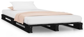 Κρεβάτι Παλέτες Μαύρο 75x190 Μασίφ Ξύλο Πεύκου Small Single - Μαύρο