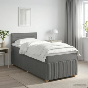 vidaXL Κρεβάτι box spring με στρώμα Σκούρο Γκρι 90 x 190 cm Ύφασμα