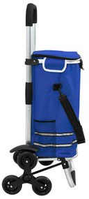 vidaXL Carrello per la spesa  con ruote e manico regolabile Blu 40 L