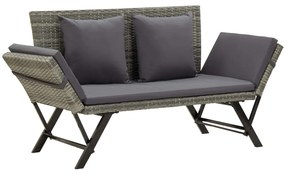 vidaXL Παγκάκι Κήπου Γκρι 176 εκ. από Συνθετικό Ρατάν με Μαξιλάρια