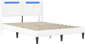 vidaXL Σκελετός Κρεβατιού με κεφαλάρι Λευκό 140 x 190 cm Τεχνητό Δέρμα