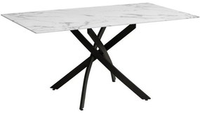 Τραπέζι Τραπεζαρίας 102 Fylliana Μάρμαρο - Μαύρο 140x80x75 εκ.