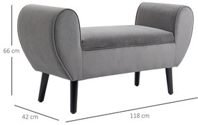 HOMCOM Πάγκος με αποθηκευτικό χώρο και μπράτσα, σκαμπό-κουτί για διάδρομο, υπνοδωμάτιο, σαλόνι, 118 x 42 x 66 εκ., σκούρο γκρι