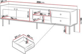 Έπιπλο τηλεόρασης Valerio 200-Leuko