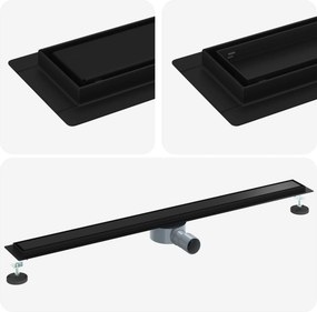 vidaXL Σιφόνι ντους 2-σε-1 με 360° σιφόνι Μαύρο 100 cm
