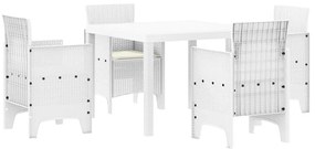 vidaXL Σέτ φαγητού για κήπο 5 pcs Λευκό Rattan Polt