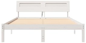 vidaXL Σκελετός Κρεβατιού Λευκό 140 x 190 cm Μασίφ ξύλο πεύκου