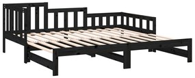 vidaXL Καναπές Κρεβάτι Συρόμενος Μαύρος 2x(90x190) εκ. από Μασίφ Πεύκο