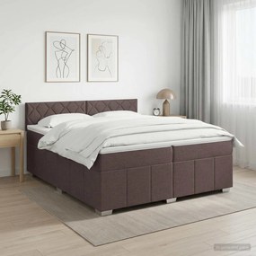 vidaXL Κρεβάτι box spring με στρώμα Σκούρο Καφέ 200 x 200 cm Ύφασμα