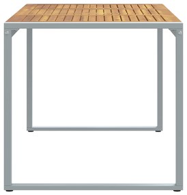 vidaXL Εξωτερικό Τραπέζι Φαγητού Γκρι 160x80x75 εκ. Χάλυβας & Μασίφ Ξύλο Ακακίας