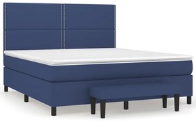 Κρεβάτι Boxspring με Στρώμα Μπλε 180x200 εκ. Υφασμάτινο - Μπλε