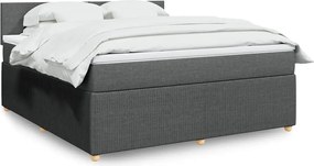vidaXL Κρεβάτι Boxspring με Στρώμα Σκούρο Γκρι 180x200 εκ Υφασμάτιν