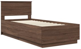 vidaXL Σκελετός Κρεβατιού Καφέ δρυς 90 x 200 cm Επεξεργασμένο ξύλο