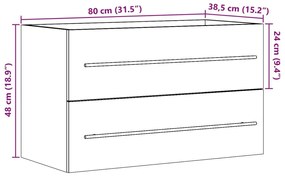 Ντουλάπι Νιπτήρα Αρτισιανή Δρυς 80x38,5x48εκ Επεξεργασμένο Ξύλο - Καφέ