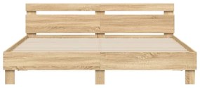 vidaXL Πλαίσιο Κρεβατιού με Κεφαλάρι/LED Sonoma δρυς 200 x 200 εκ.