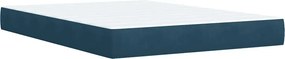 vidaXL Κρεβάτι Boxspring με Στρώμα Μπλε 160x200 εκ. Βελούδινο