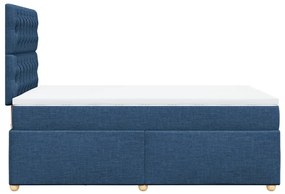 vidaXL Κρεβάτι Boxspring με Στρώμα Μπλε 120x190 εκ. Υφασμάτινο