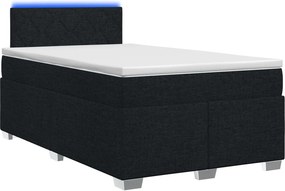 vidaXL Κρεβάτι Box Spring με Στρώμα και LED Μαύρο 120 x 190 cm Ύφασμα