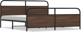 vidaXL Σκελετός Κρεβ. Χωρίς Στρώμα Καφέ Δρυς 193x203 εκ. Μεταλλικό
