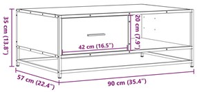 ΤΡΑΠΕΖΑΚΙ ΣΑΛΟΝΙΟΥ ΓΚΡΙ SONOMA 90X57X35 ΕΚ. ΕΠΕΞ. ΞΥΛΟ/ΜΕΤΑΛΛΟ 848757