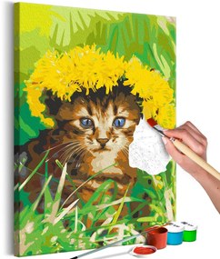 Ζωγραφική με αριθμούς γατάκι με πικραλίδα - 40x60
