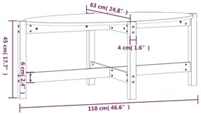 Τραπεζάκι Σαλονιού Λευκό 118x63x45 εκ. από Μασίφ Ξύλο Πεύκου - Λευκό