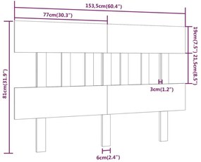 Κεφαλάρι Κρεβατιού Μαύρο 153,5x3x81 εκ. Μασίφ Ξύλο Πεύκου - Μαύρο