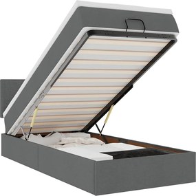 vidaXL Οθωμανικό κρεβάτι με στρώμα Σκούρο γκρι 80x200cm ύφασμα