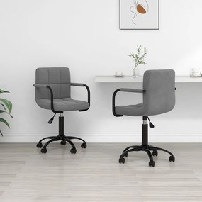 vidaXL Καρέκλες Τραπεζαρίας Περιστρεφόμενες 2 τεμ. Σκ. Γκρι Βελούδινες