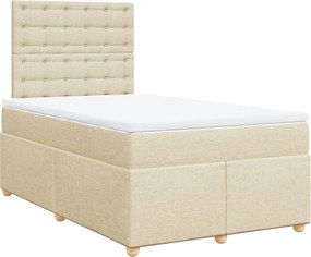 vidaXL Κρεβάτι Boxspring με Στρώμα Κρεμ 120x190 εκ. Υφασμάτινο