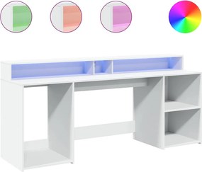 vidaXL Γραφείο με LED Λευκό 200x55x91 εκ. από Επεξεργασμένο Ξύλο