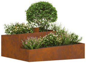 vidaXL Γλάστρα Κήπου Καφέ 100 x 100 x 50 cm Ατσάλι σκληρυθέν στον αέρα