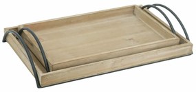 Artekko Tray Διακοσμητικός Δίσκος MDF/Μέταλλο Μπεζ/Μαύρο (49x31x9)cm Σετ/2