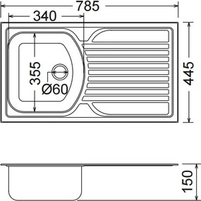 Fortinox Valley 24100 (78,5x44,5) - Νεροχύτης κουζίνας