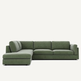 Γωνιακός καναπές με σεζλόνγκ από υφασμα μπουκλέ, César